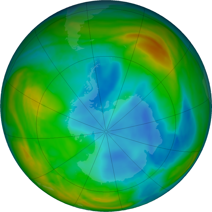 Antarctic ozone map for 18 July 2018
